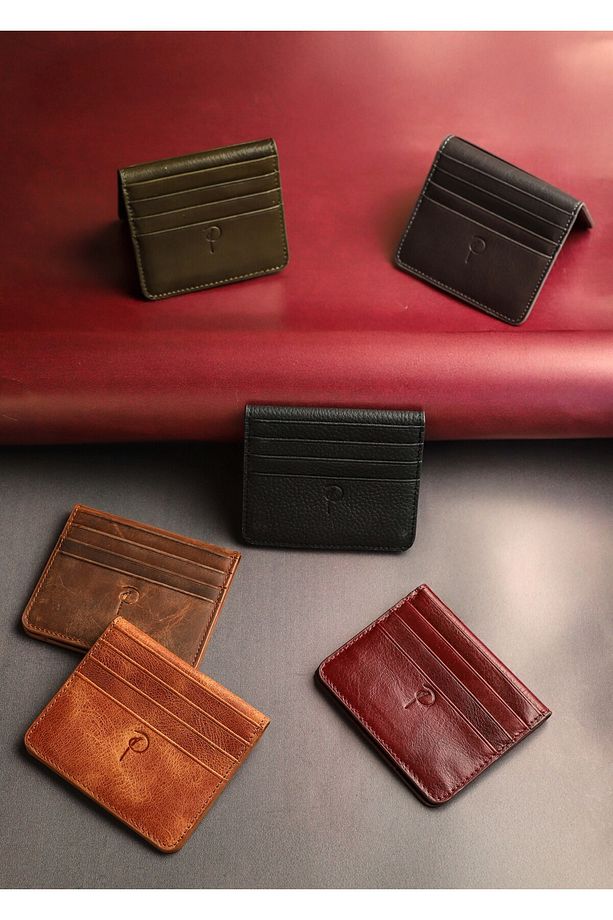 Hakiki Deri Kartlık Kağıt Para Bölmeli Minimal Cüzdan Unisex Mıknatıslı Tozluğu Ile Birlikte - 6