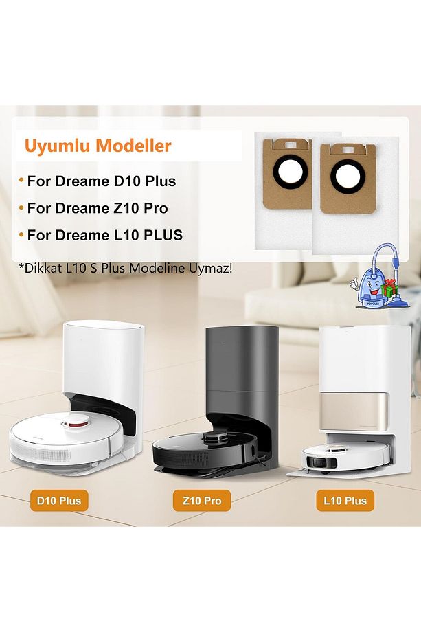 Dreame D10 Plus, D9 Plus, L10 Plus Uyumlu Robot Süpürge Toz Torbası – 2’li Set, Yüksek Kapasite - 4