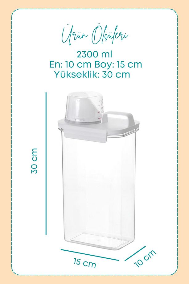 1 Adet Sızdırmaz Depolama Sıvı Toz Deterjan Erzak Saklama Kutusu- Ölçekli Deterjan Kutusu 2300 ml - 3