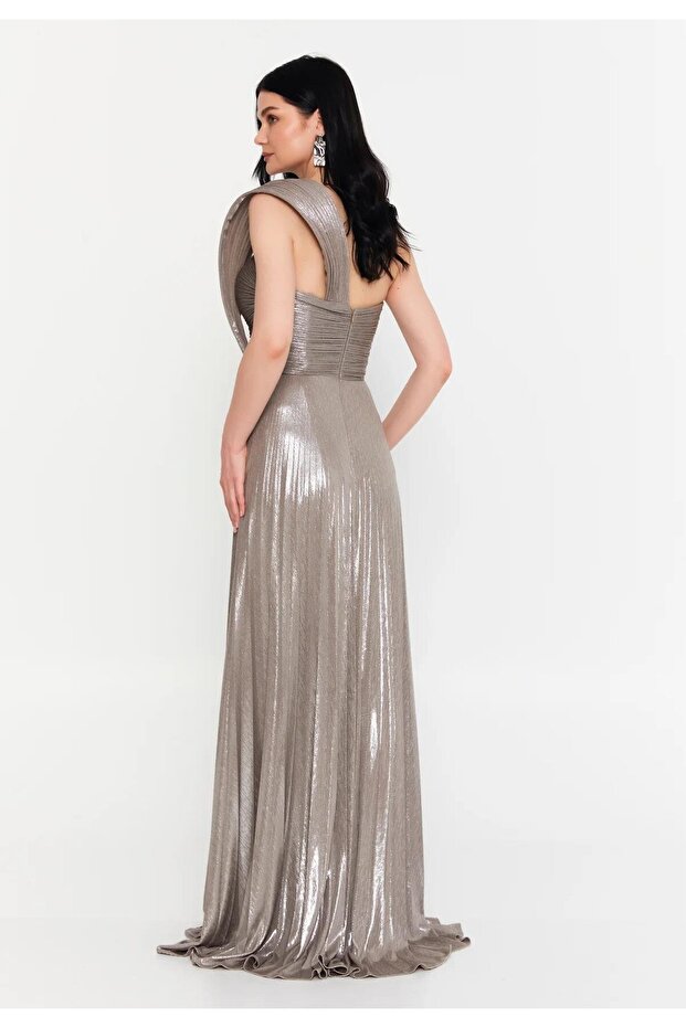 6015SIM SİMLİ LAME ELBİSE - 4