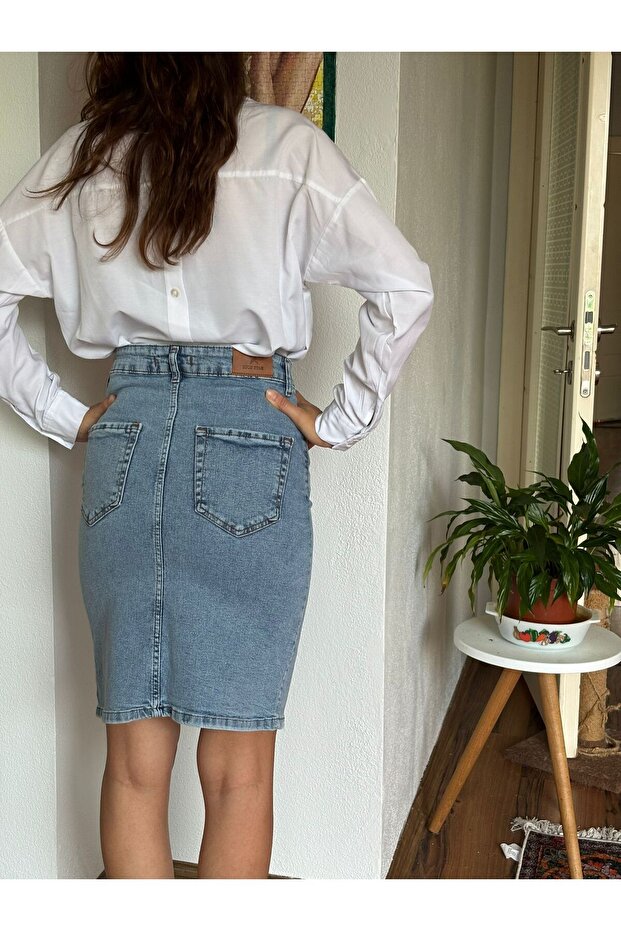 Likralı Esnek Düz Basic Etek - 2