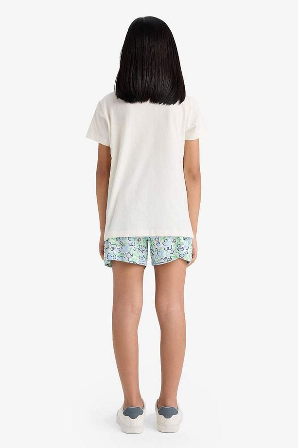 Kız Çocuk Pijama Takımı Baskılı Kısa Kollu Üst Beli Lastikli Şort E0663A825HS - 5
