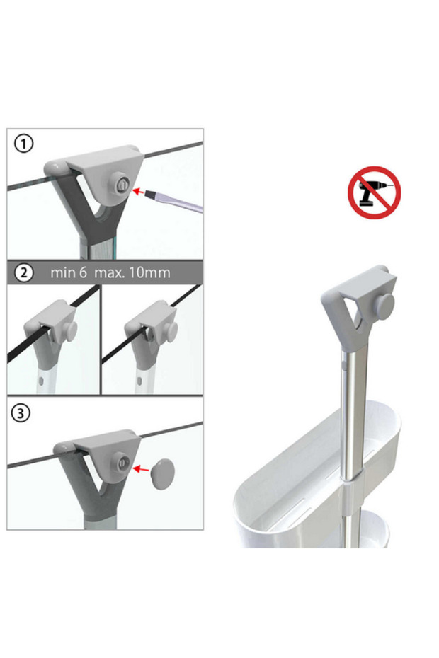 Adjustable 2-Shelf Plastic Durable Shower Caddy - 3