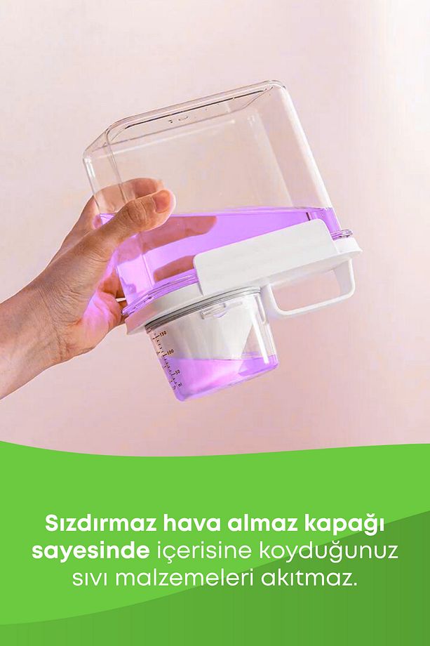 1 Adet Sızdırmaz Depolama Sıvı Toz Deterjan Erzak Saklama Kutusu- Ölçekli Deterjan Kutusu 1100 ml - 5