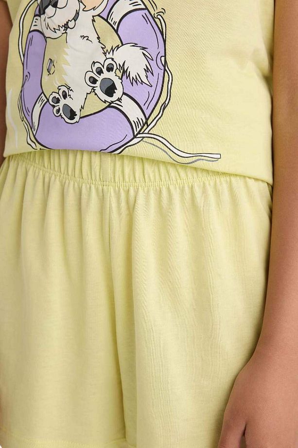 Kız Çocuk Pijama Takımı Baskılı Kısa Kollu Üst Beli Lastikli Şort E0666A825HS - 4