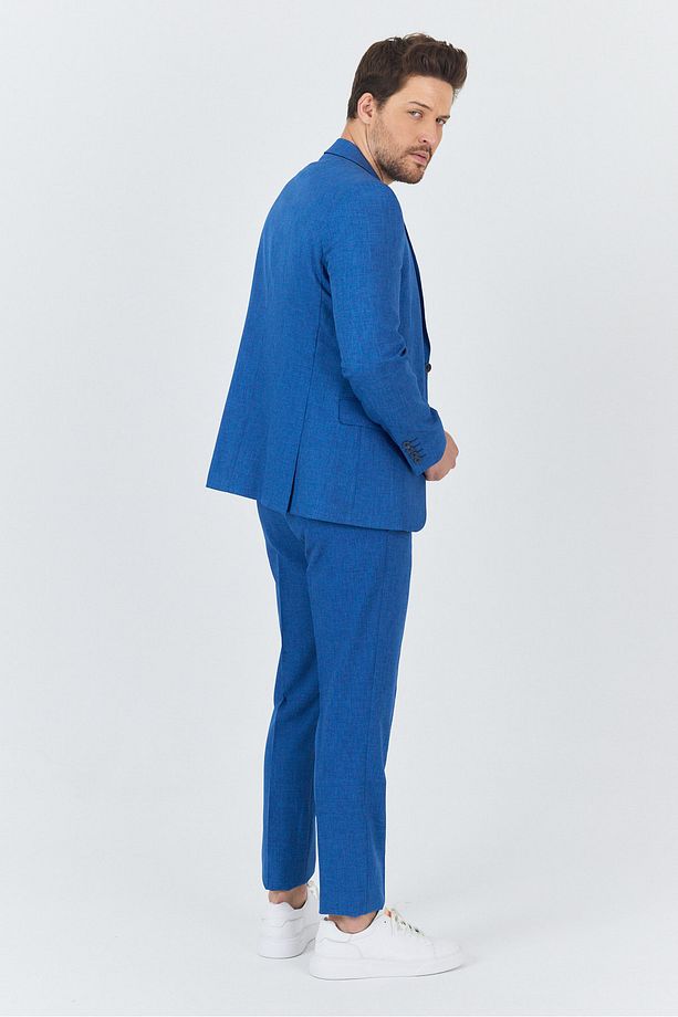 Nipoye Erkek Koyu Mavi 2'li Slim Fit Takım Elbise - 4
