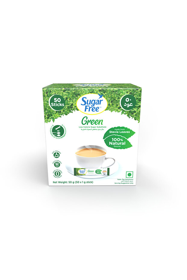 Sugar Free Green Stevia, 50 Sticks | India’s No.1 Sweetener | 100% Plant-based Natural Sweetener |