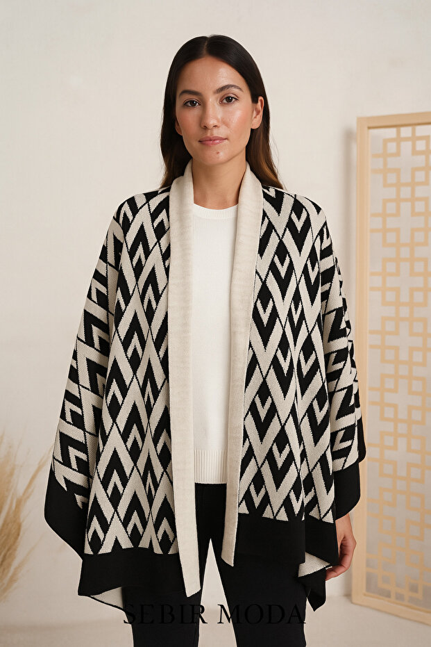 V Desenli Triko Şal - 1