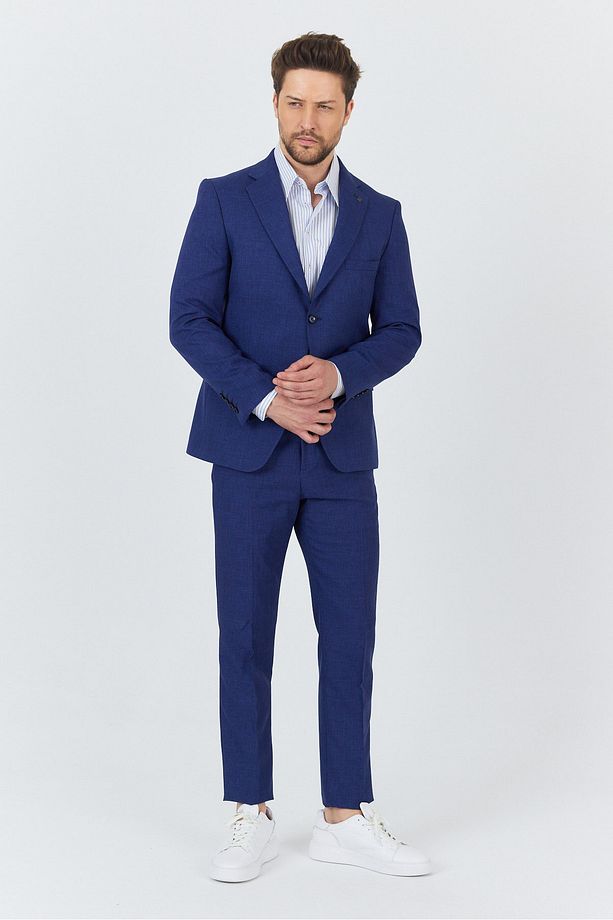 Nipoye Erkek Açık Lacivert 2'li Slim Fit Takım Elbise - 6