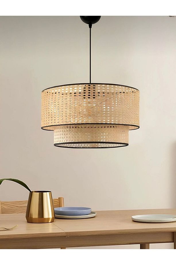 Modern Iskandinav Nordic Hazeran Salon Mutfak Oturma Odası Avize Hasır Rattan Çift Katlı - 3