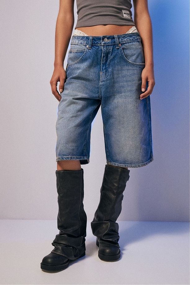 Baggy Denim Bermuda Şort - 3