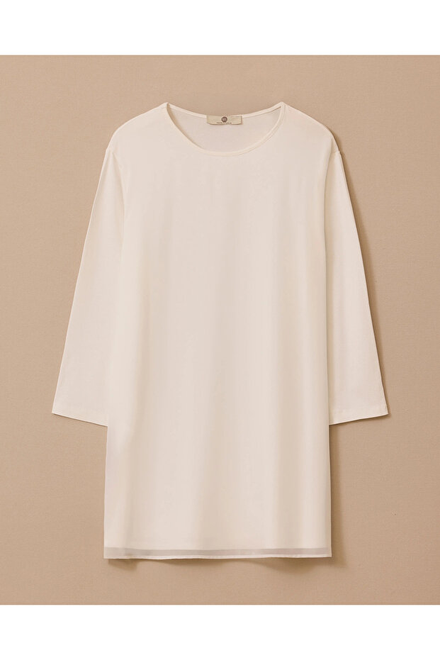 Tül Dokulu Basic Tunik - 5