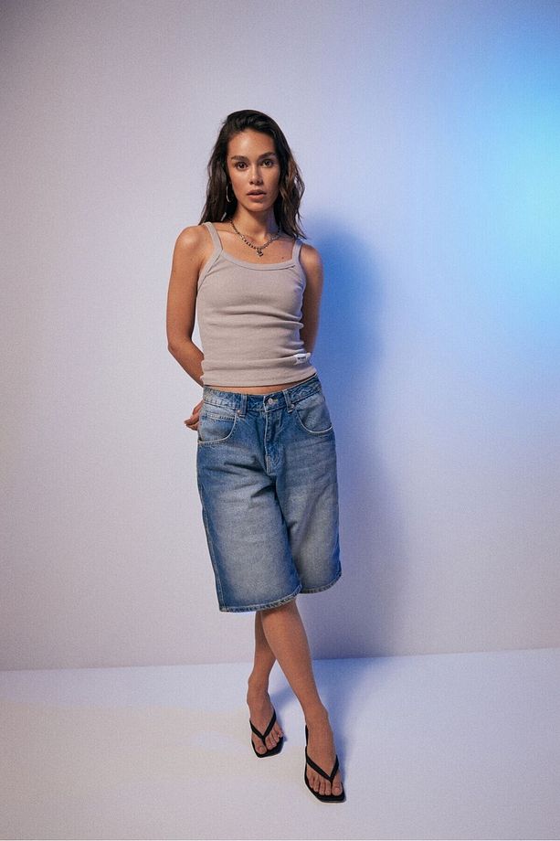 Baggy Denim Bermuda Şort - 4
