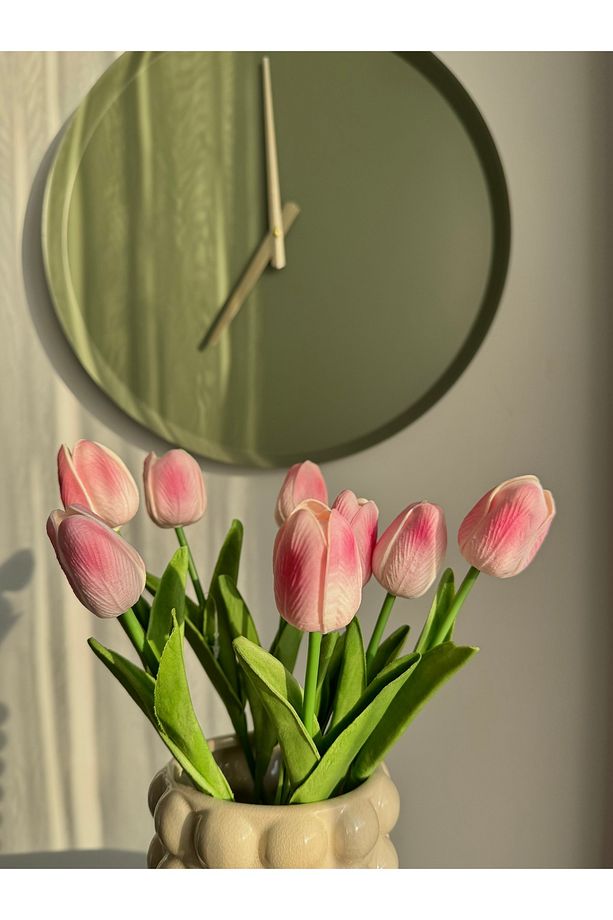 Dekoratif Islak Lale Buketi Pembe - 3