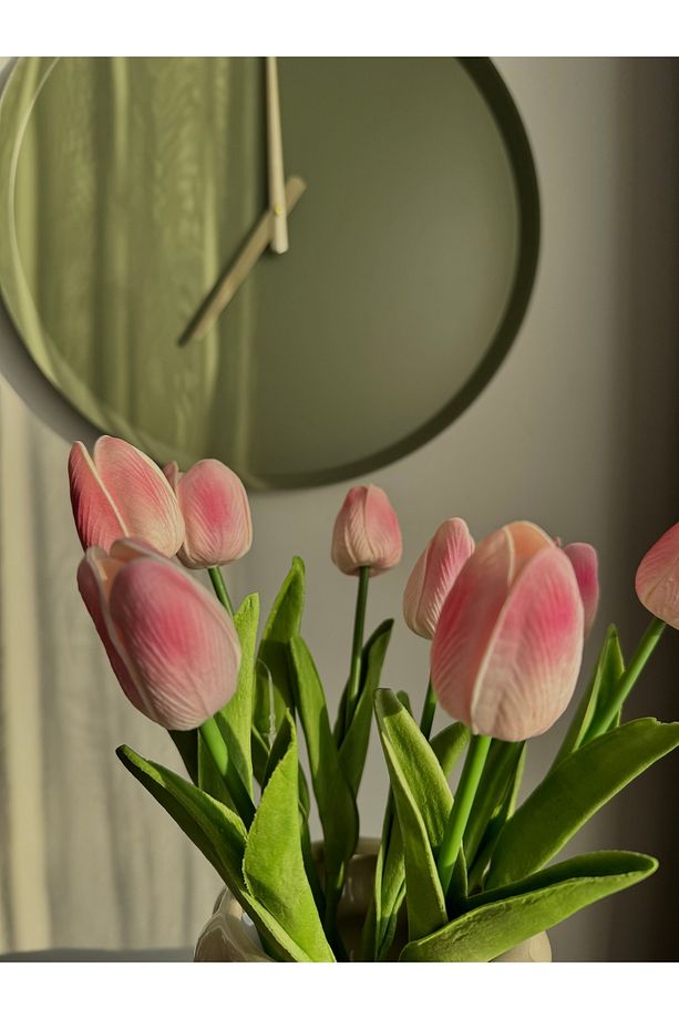 Dekoratif Islak Lale Buketi Pembe - 4