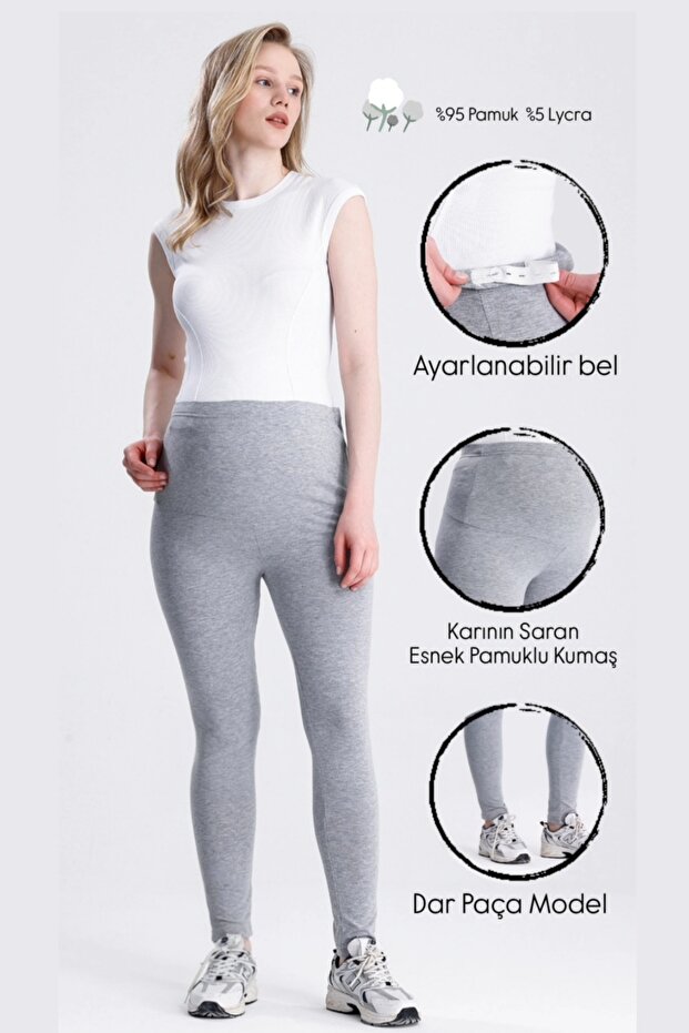 Adjustable Waist Cotton Maternity Leggings
