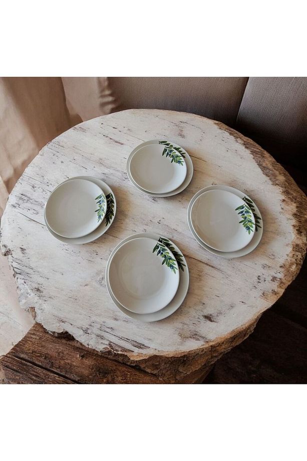Zeytin Desenli Tabak 25 Cm Ve 21 Cm Cap 2+2 Toplam 4 Adet - 1