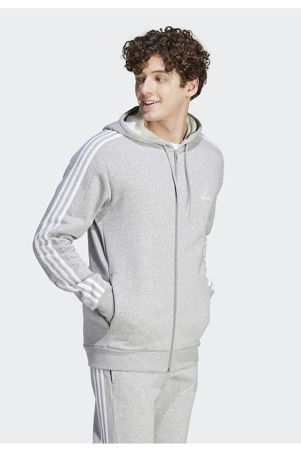 Essentials Fleece 3-Stripes Full-Zip Kapüşonlu Üst - 8