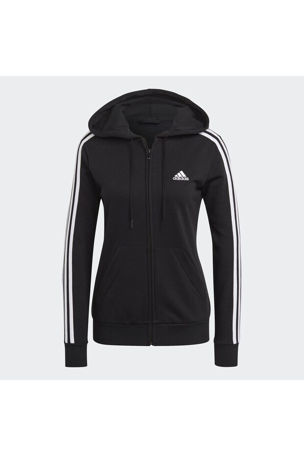 Essentials French Terry 3-stripes Full-zip Kapüşonlu Üst - 1