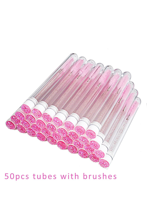 50pcs pink diamond 10/50pcs Eyelash Brush Tubes Reusable Mascara Wand Eyebrow Brush Tube Dust-Proof