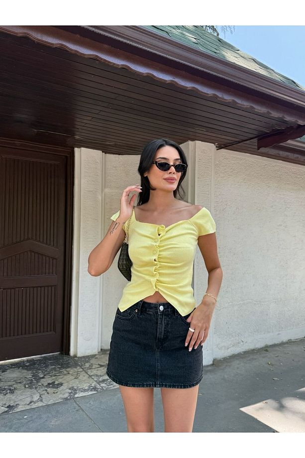 Yazlık Triko Bluz Omuzu Açık - 4