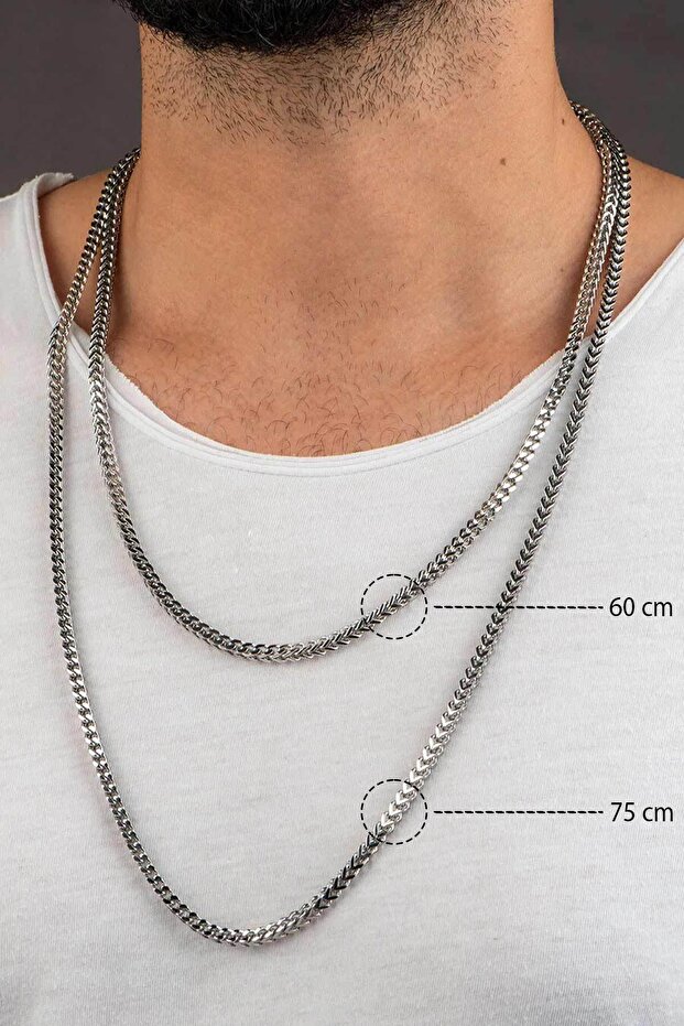 Örgü Model 75 Cm Çelik Erkek Kolye - 5