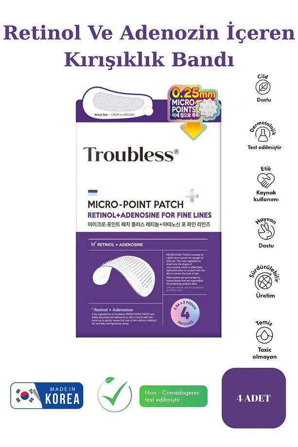 Retinol + Adenosin Mikro-İğne Teknolojili Kırışıklık Bandı 4 Adet - 1