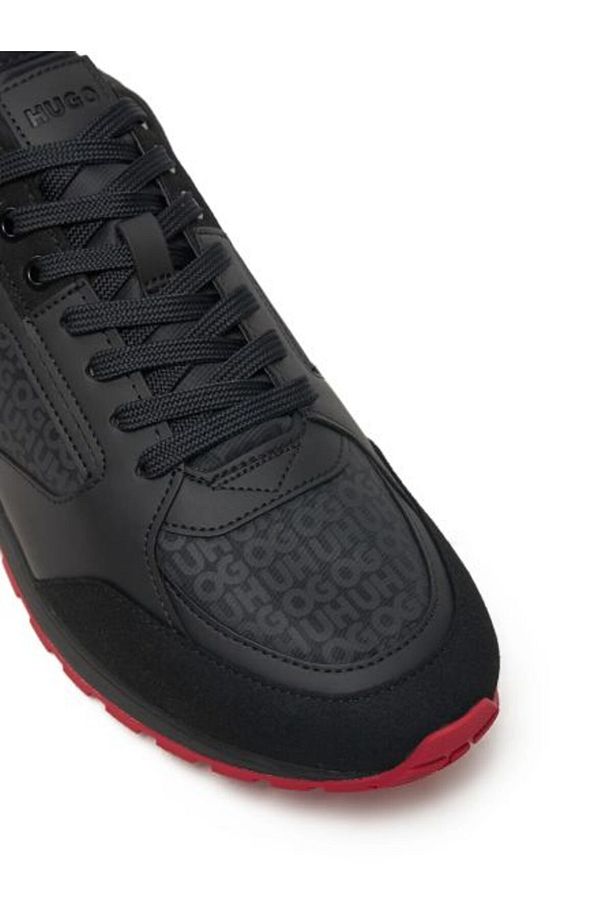 Erkek Rahat Yüksek Taban Monogram Marka Logolu Deri Siyah1 Sneaker 50536205-006 - 6