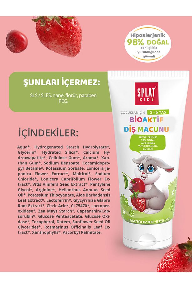 Diş Macunu Çocuk 2-6 Yaş Çilek Kiraz 50 ml - 6