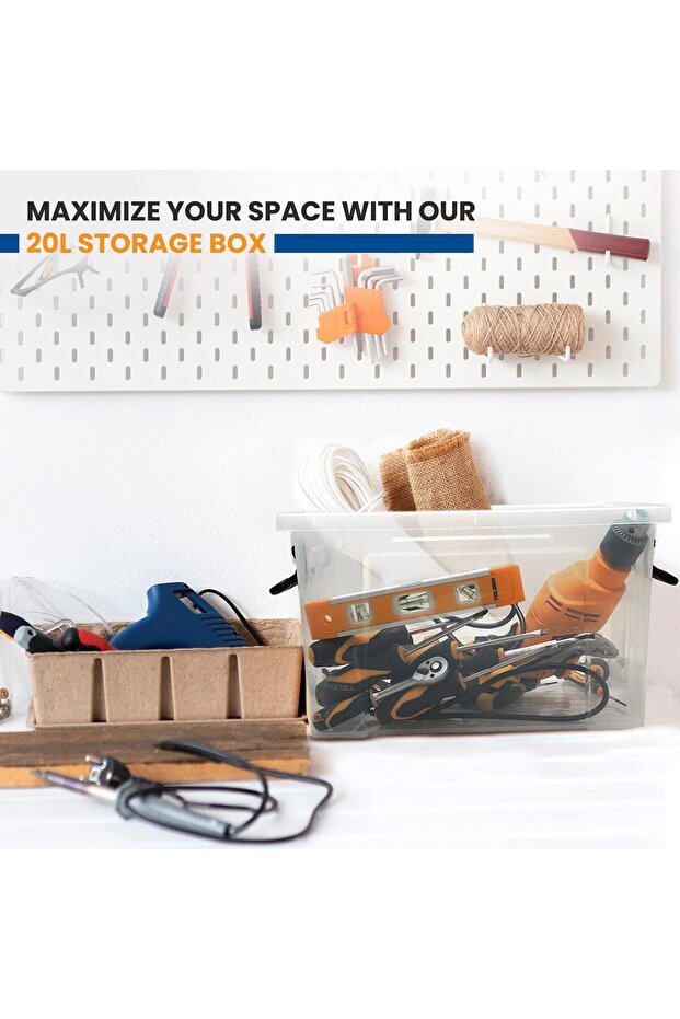 Clear Plastic Storage Box with Lid – Stackable & Moisture - 20L - 4