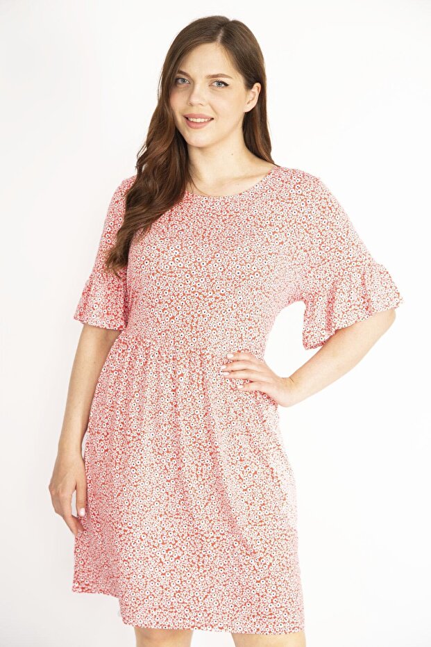 Dámské barevné velké šaty s volným rukávem a výstřihem 65n36411 - 2