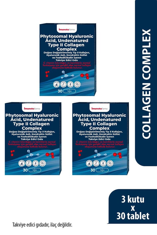 Phytosomal Hyaluronic Acid,Undenatured Type II Collagen Complex x 3 Adet - 1