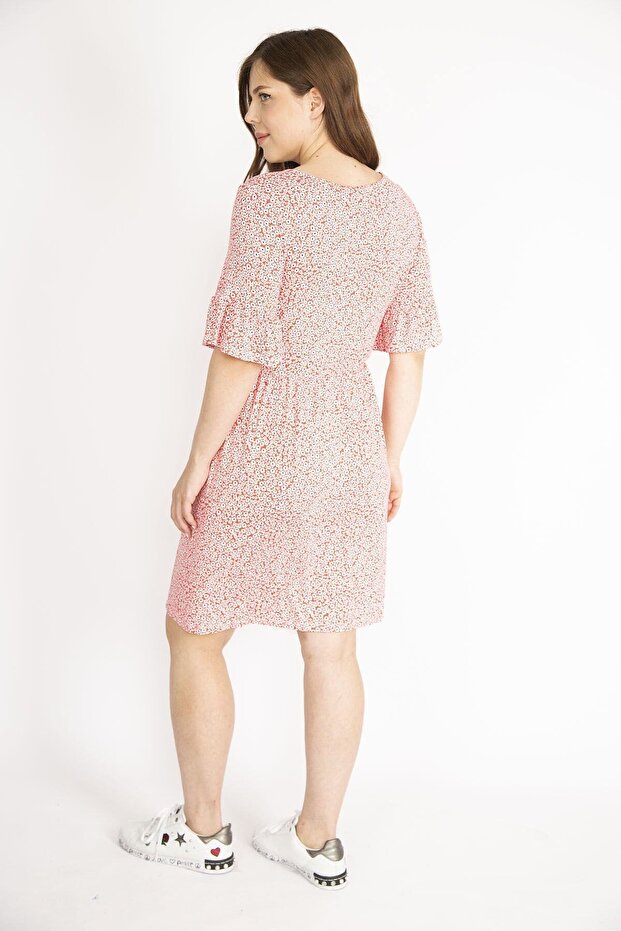 Dámské barevné velké šaty s volným rukávem a výstřihem 65n36411 - 4