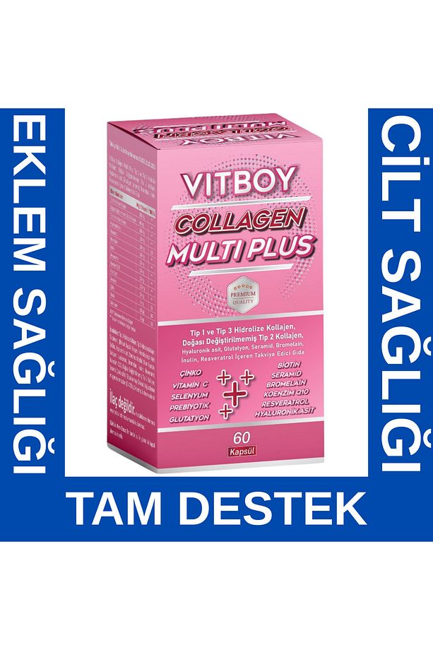 Hidrolize Kolajen Multi Plus Tip 1,2,3 Prebiyotik,bromelain,glutatyon,seramid,çinko,biotin 60 Kapsül - 7