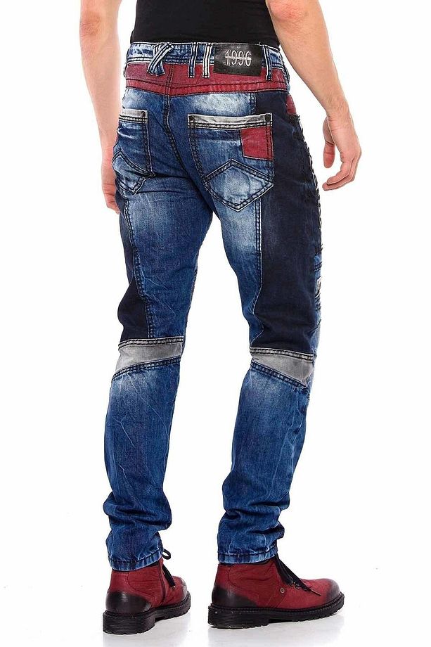 Cd574 Nakışlı Parçalı Renkli Yamalı Regular Kesim Kot Pantolon - 5