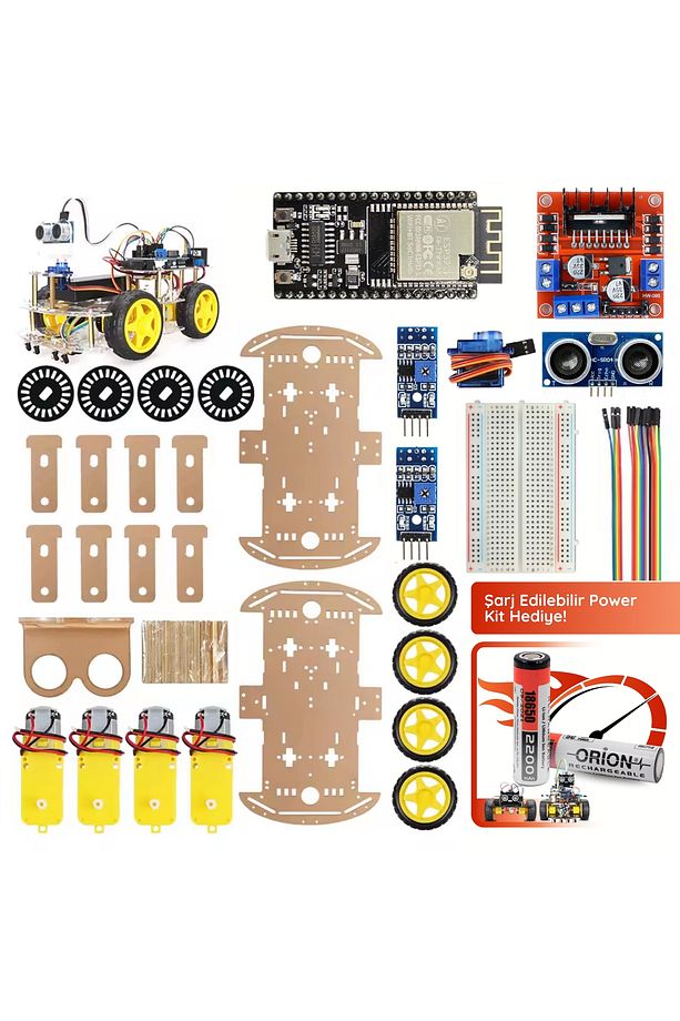 Arduino Temelli 4 Teker Robot Araba Kodlama Seti 4wd-wifi (KUTULU VE YAPAY ZEKA DESTEKLİ) - 3