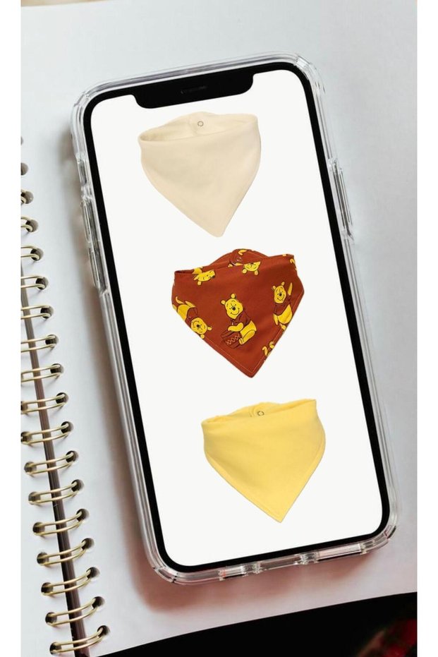 Unisex Baby Organic Fabric Double Layer Winnie The Pooh Teddy Bear Scarf Food Bib Drooling Bib 3 Pieces