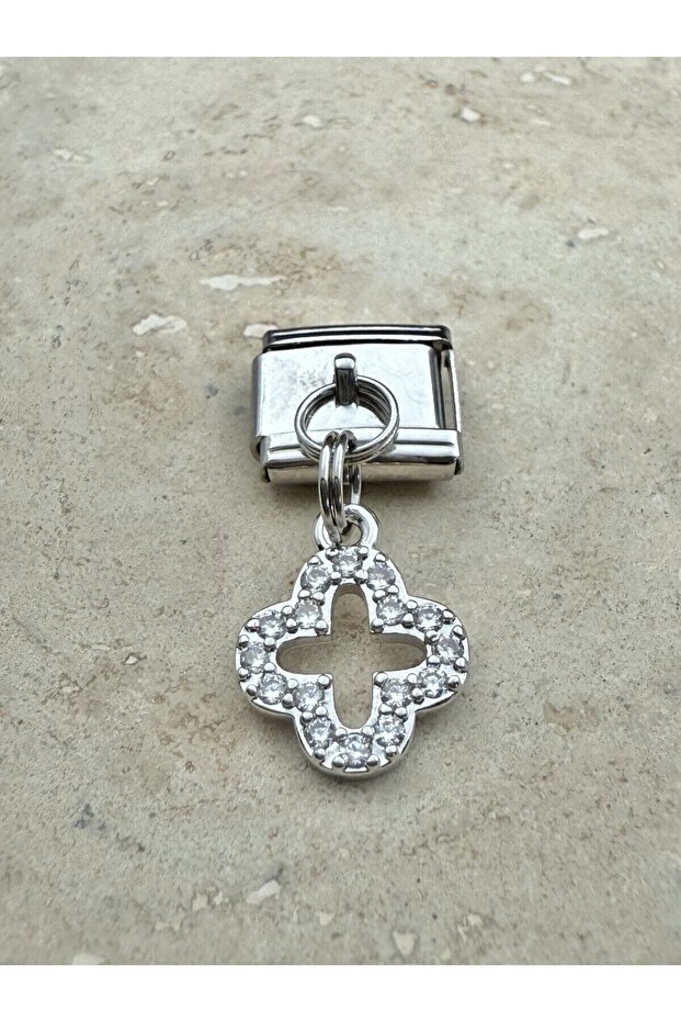 Zircon Stone Clover Italian Bracelet Steel Charm
