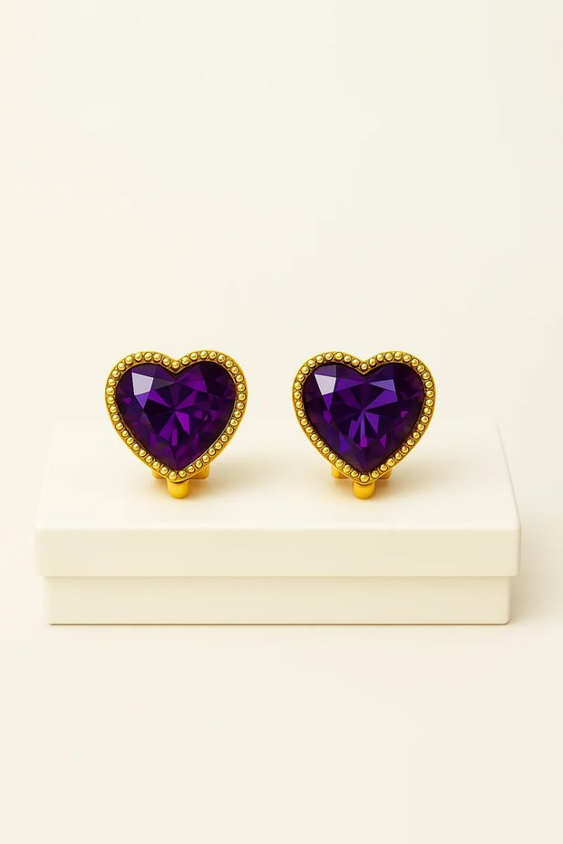 Non-Perforated Earrings Ear Heart Design Clip-On Children's Earrings for Children Without Holes
