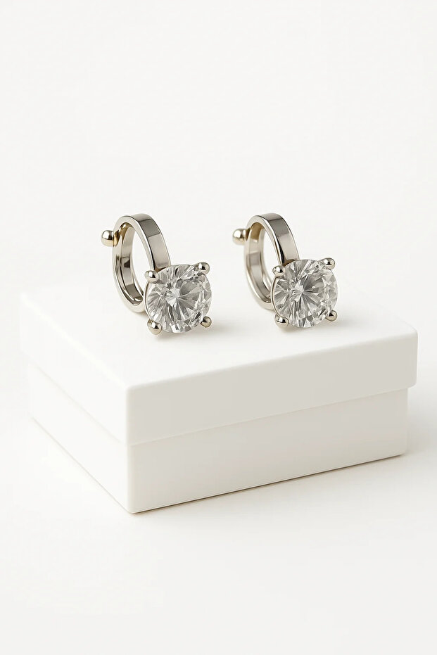 Non-Pierced Earrings Compression Children's Earrings Single Stone Zircon Stone Compression Children's Teen Earrings