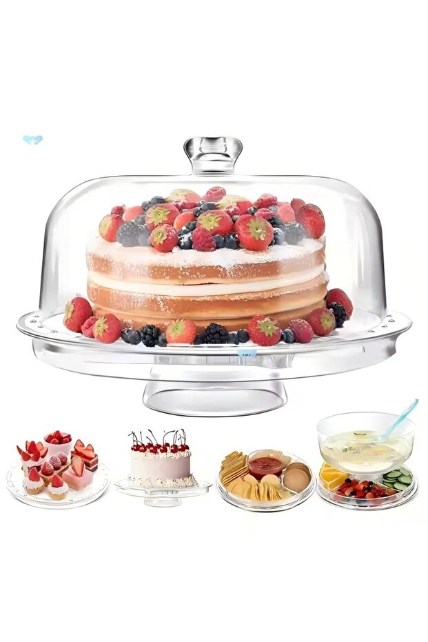 طبق تقديم الكيك والمعجنات والبسكويت 6 في 1، طبق معجنات، حامل كيك 30.7×30.7×16.5 سم - 5