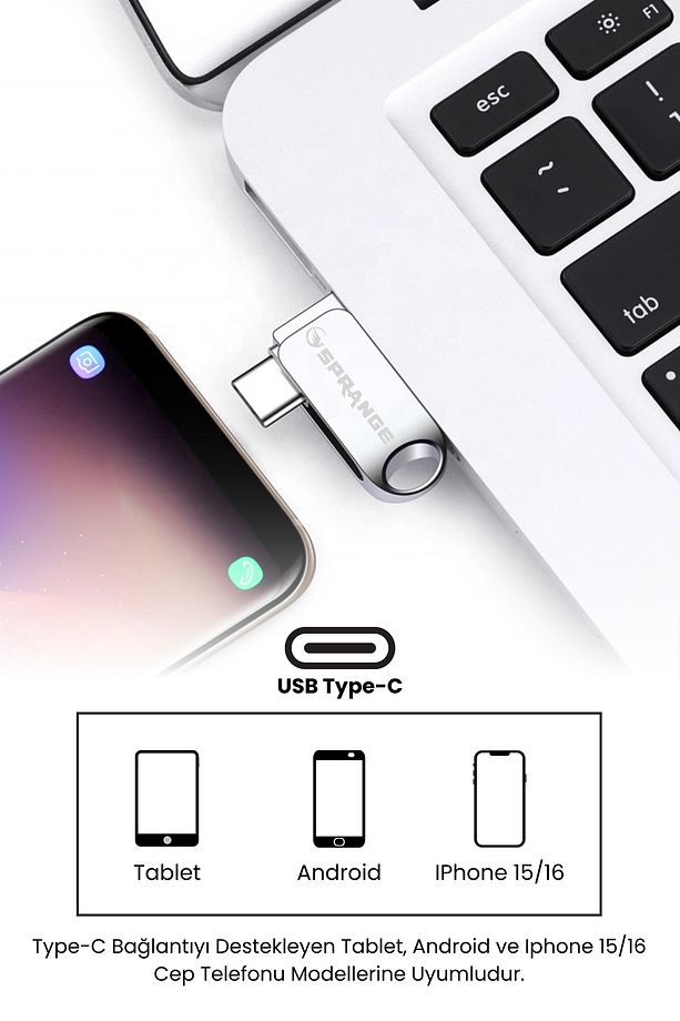 64 Gb Flash Bellek Usb 3.2 Ultra Dual Typec Otg Android Ios Pc Ve Cep Telefon Uyumlu Tak Çalıştır - 3
