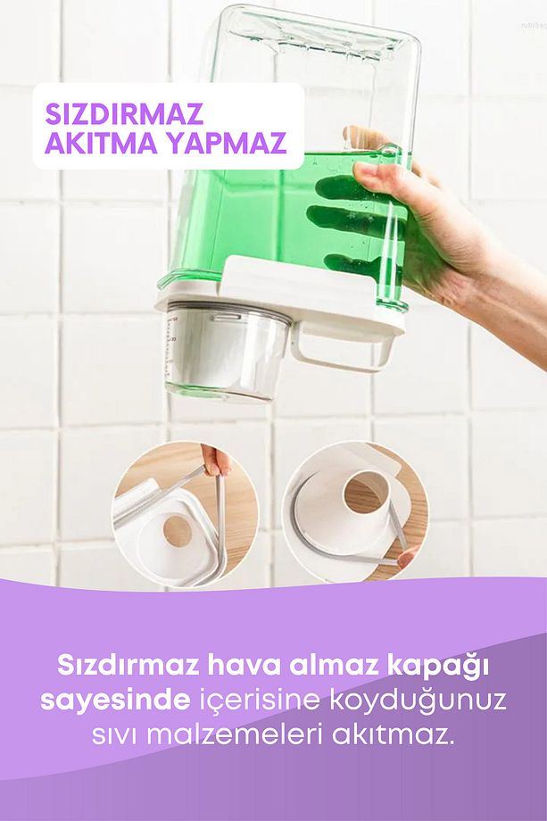 2 Adet Mega Boy Sızdırmaz Depolama Sıvı Toz Deterjan Saklama Kutusu- Ölçekli Deterjan Kutusu 2800 ml - 5