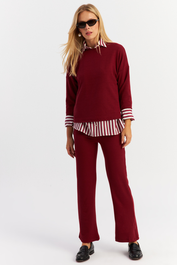 Women's Burgundy Top and Bottom Set Yle19