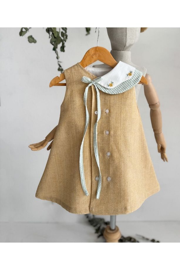 Daisy Sarı Nakışlı Elbise , butter yellow - 1