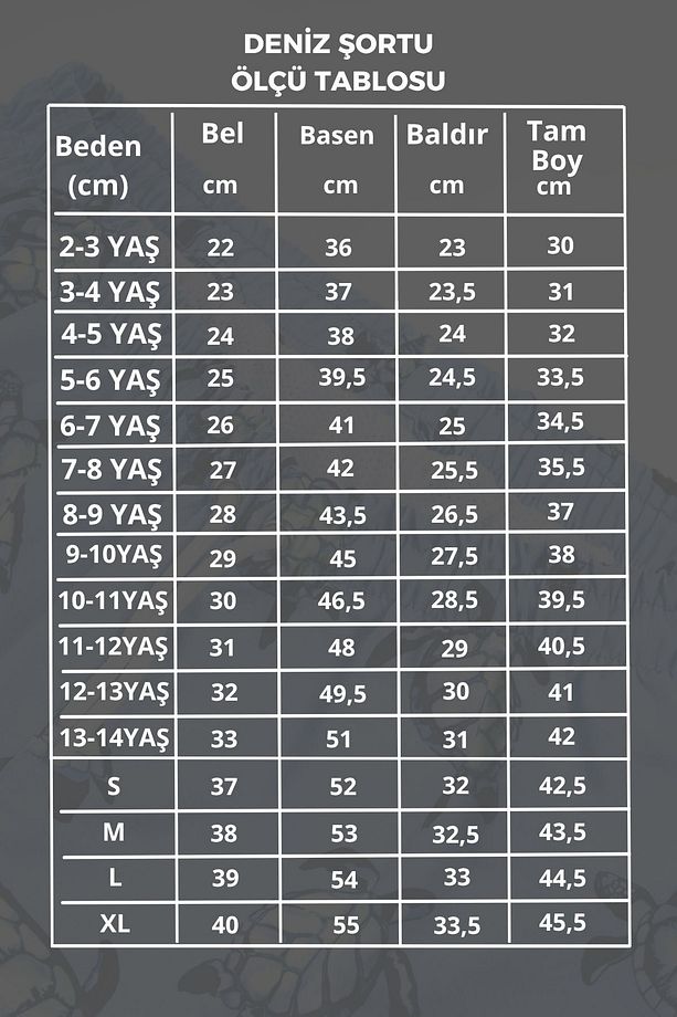 Kaplumbağa Motifli Astarlı Kordonlu Erkek Çocuk Deniz Şortu - 6