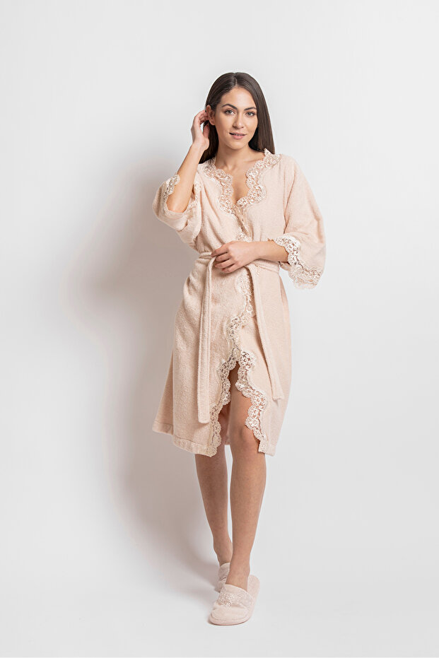 Kadın Dantelli Bornoz Inci - 1