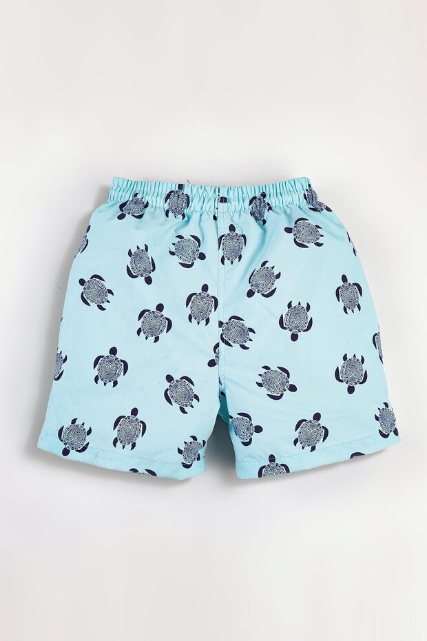 Men's Swim Shorts - Turtle Print, Water Repellent