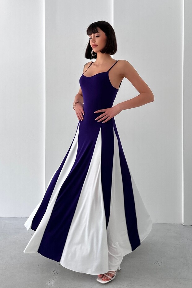 Partial Pattern Sandy Dress with String Straps - 6