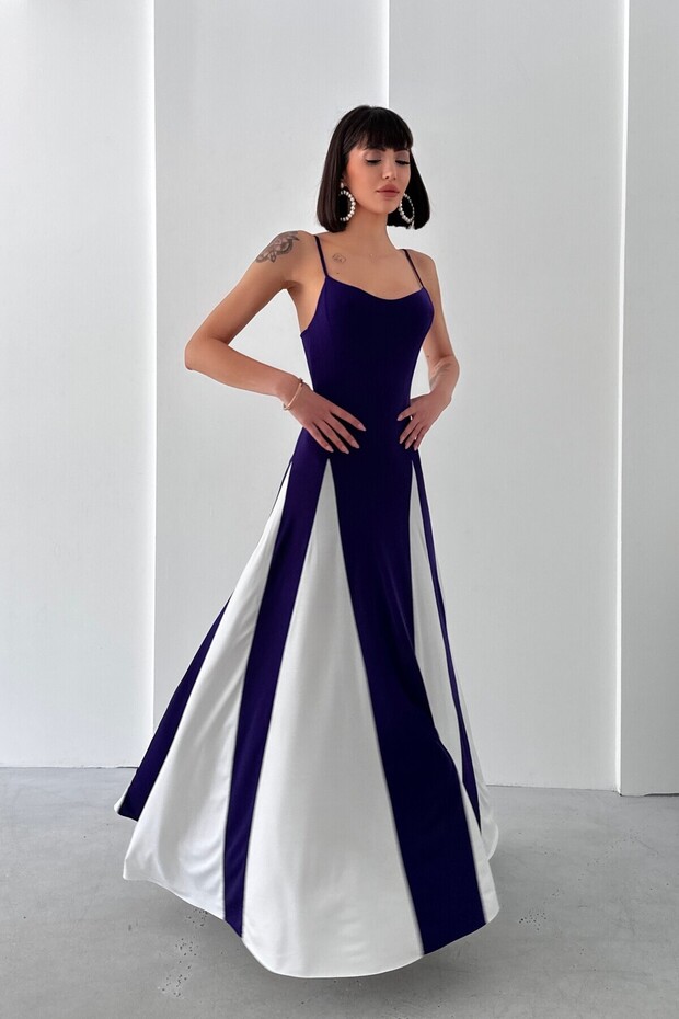 Partial Pattern Sandy Dress with String Straps - 3